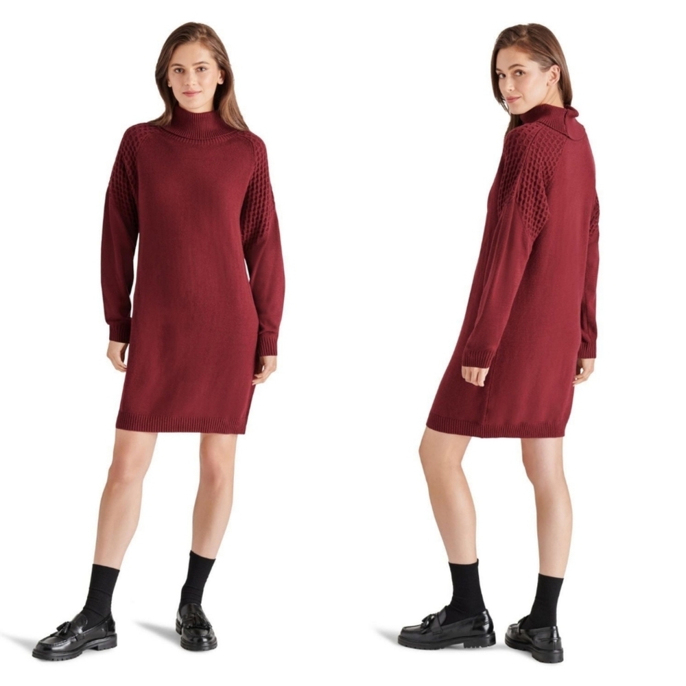 BB Dakota knit turtleneck burgundy sweater dress size medium